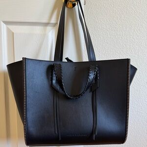 FREDA SALVADOR Miko Black Leather Tote Bag